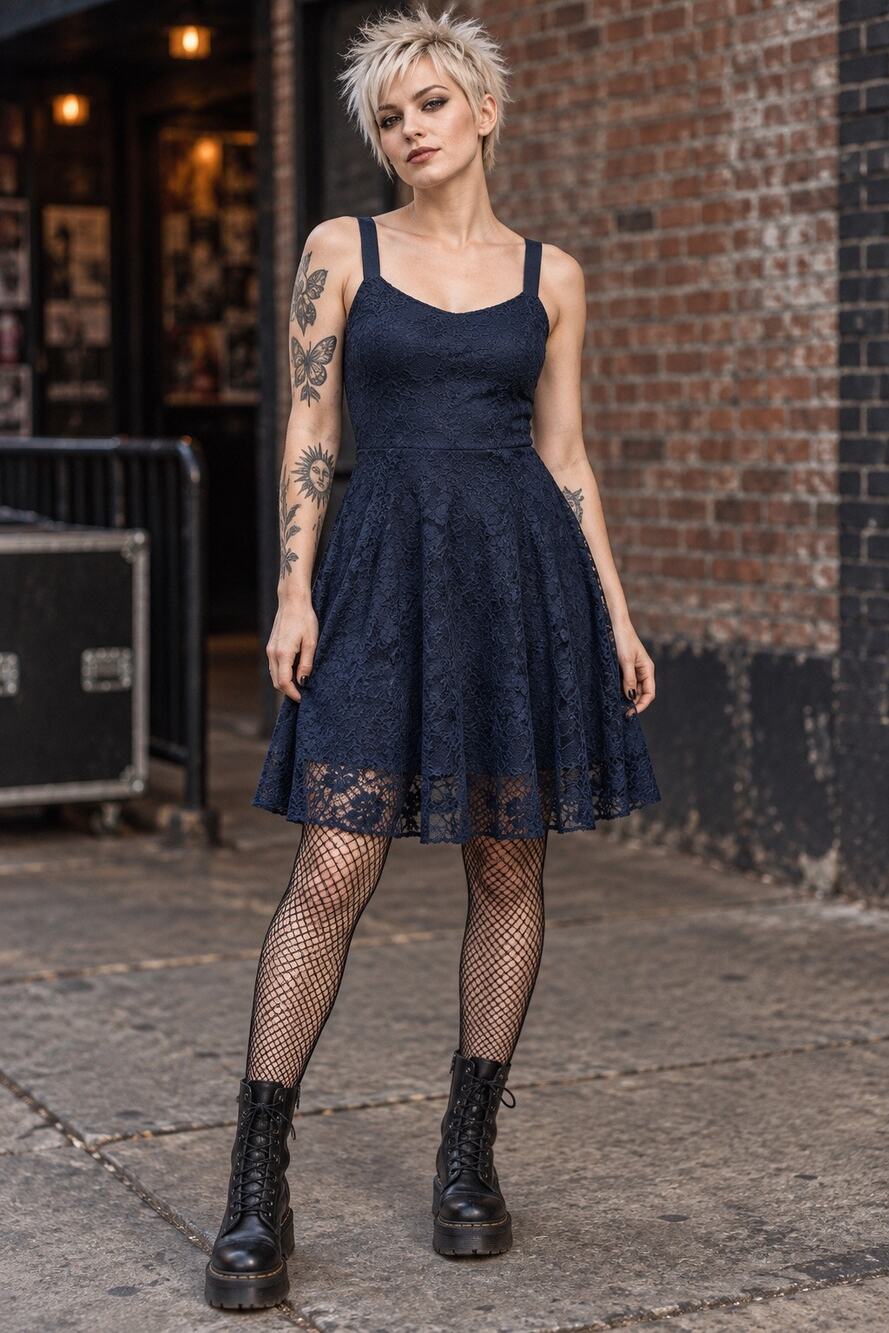 Free People Floral Lace Fit & Flare Dress EUC